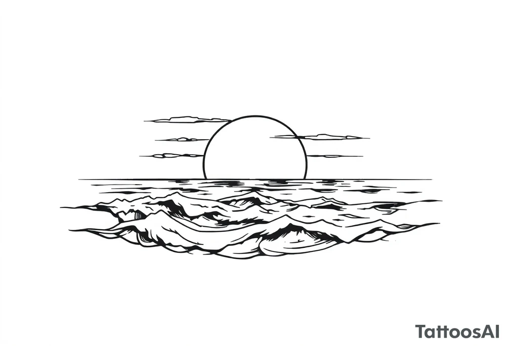 Sunset with ocean tattoo idea