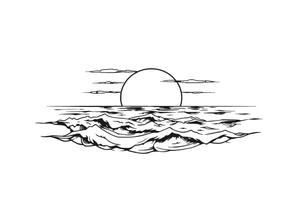 Sunset with ocean tattoo idea
