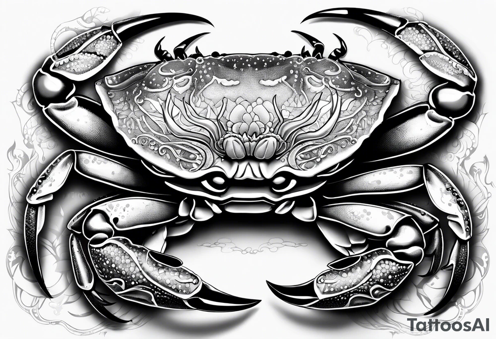 Crabs en blanco en negro con numero 69 tattoo idea