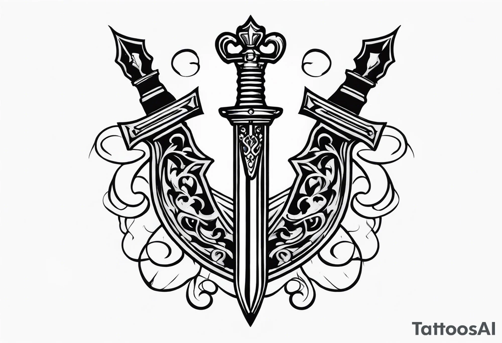 Sword with king piece from chess tattoo idea