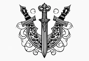 Sword with king piece from chess tattoo idea