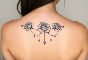 roses, diamonds on chains, stars tattoo idea