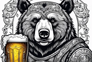bear drinking beer tattoo idea