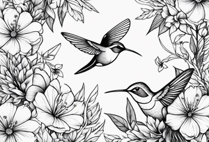 Hunnysuckle flowers with humming birds tattoo idea