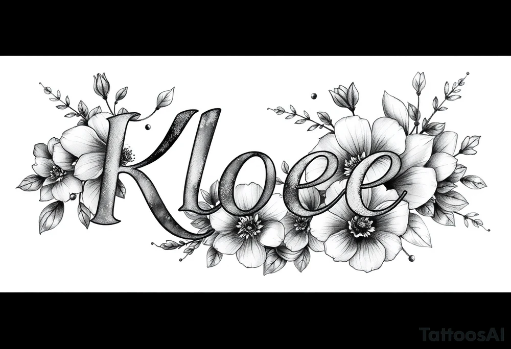 The name Kloee, with flowers tattoo idea