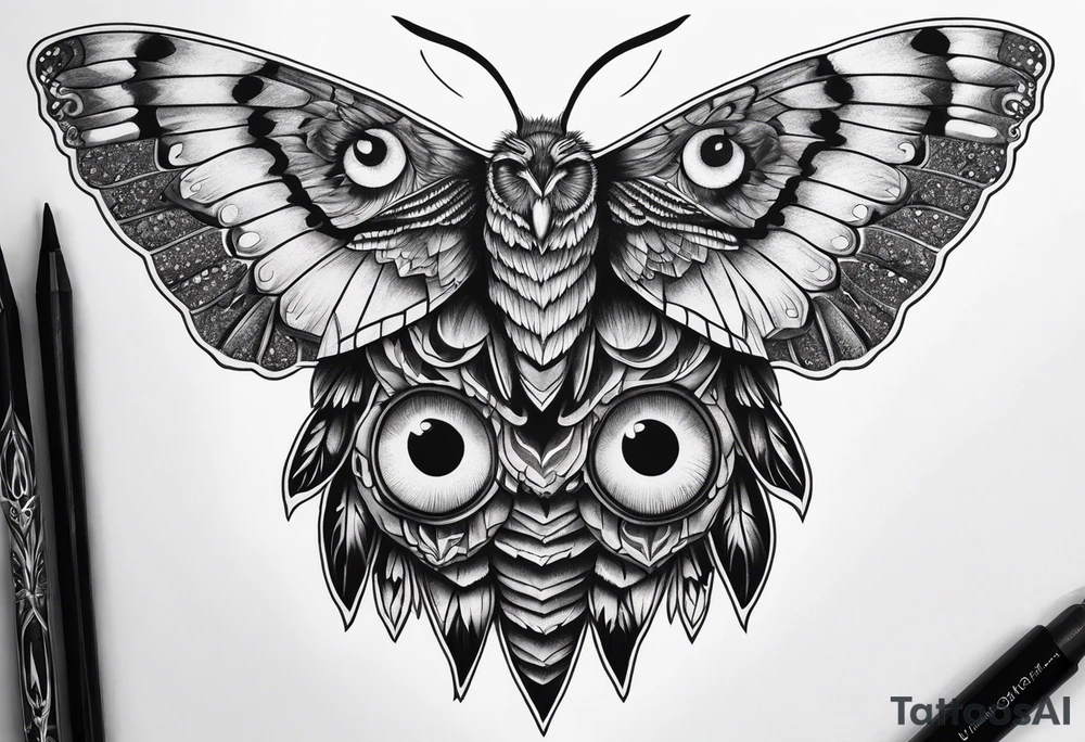 Dead head moth with owl eyes tattoo idea