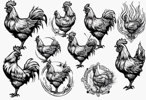 Chicken on fire tattoo idea