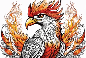 Proud Strong red orange phoenix tattoo idea