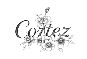 The name Cortez with flowers tattoo idea