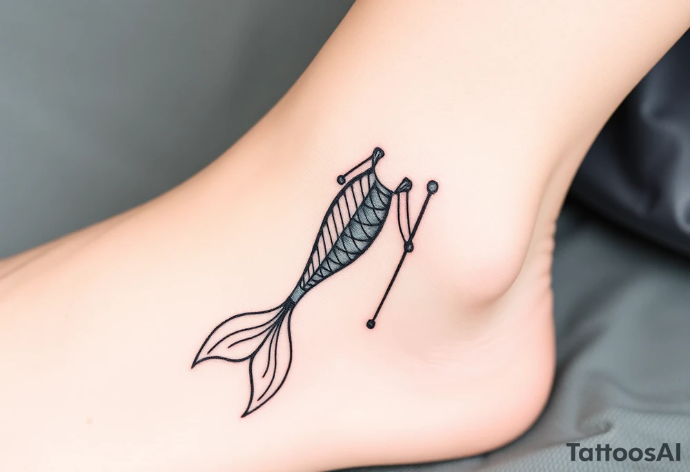 Simple Mermaid tail with crutches tattoo idea