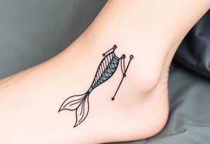 Simple Mermaid tail with crutches tattoo idea