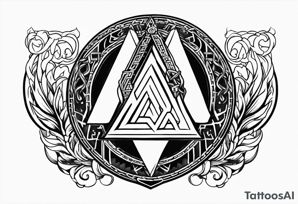 Valhalla shield sword valknut fire chains tattoo idea