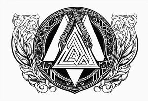 Valhalla shield sword valknut fire chains tattoo idea