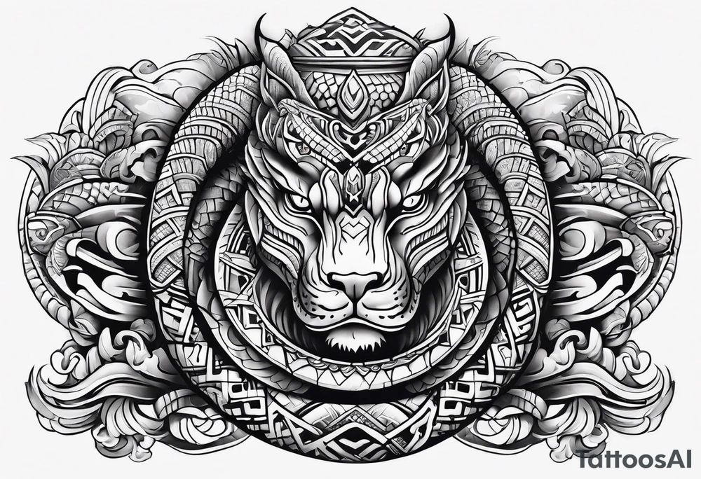 aztec snake sleeve tattoo idea