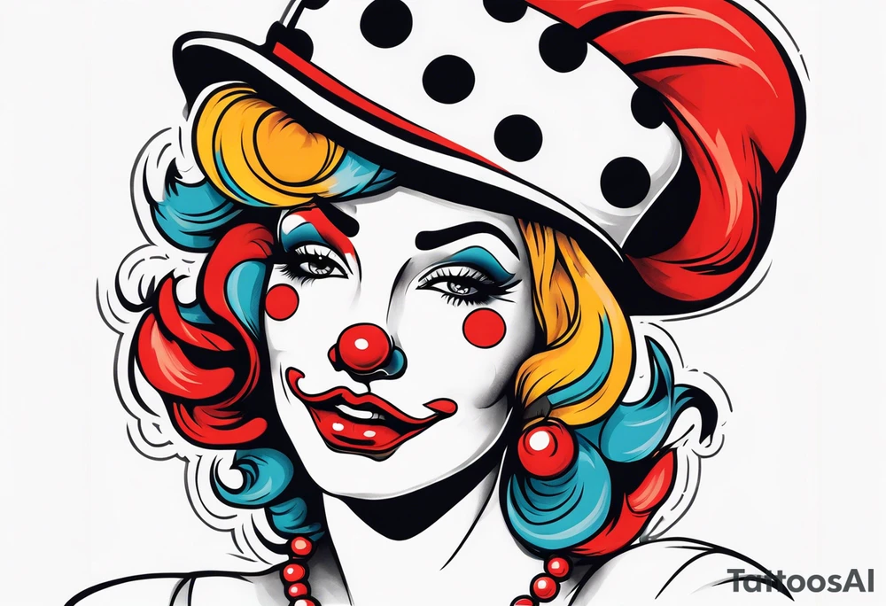 female pin up clown full body tattoo idea
