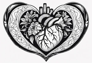 an actual human heart tattoo idea