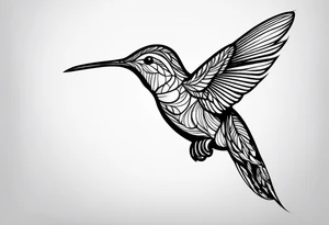 Design a minimalist tattoo of a hummingbird in flight, with elegant lines capturing its grace and vibrant energy tattoo idea