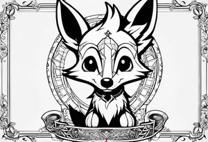 Renard sur un fond boussole. Il faut une clé ( style keyblade dans kingdom hearts. Tatouage sur l'avant bras tattoo idea