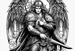 saint michael holding a sword tattoo idea