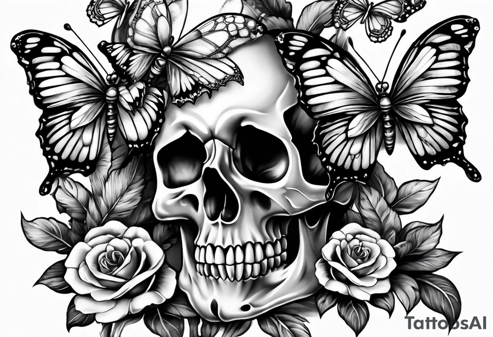 Skull bones butterfly tattoo idea