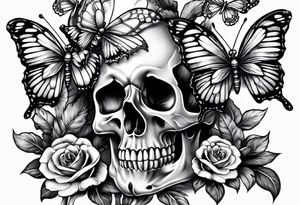 Skull bones butterfly tattoo idea