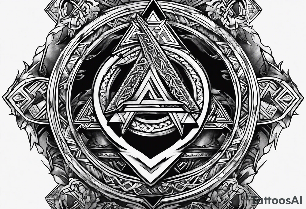 Valhalla valknut sword axe Dragon tattoo idea
