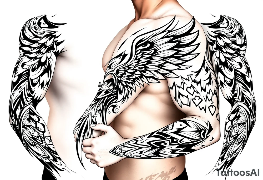 Angel and nature themed tattoo idea