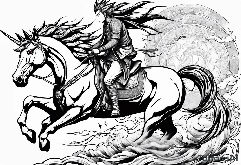naruto riding a unicorn tattoo idea