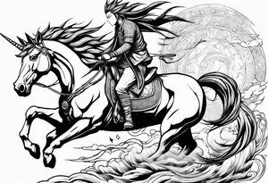 naruto riding a unicorn tattoo idea