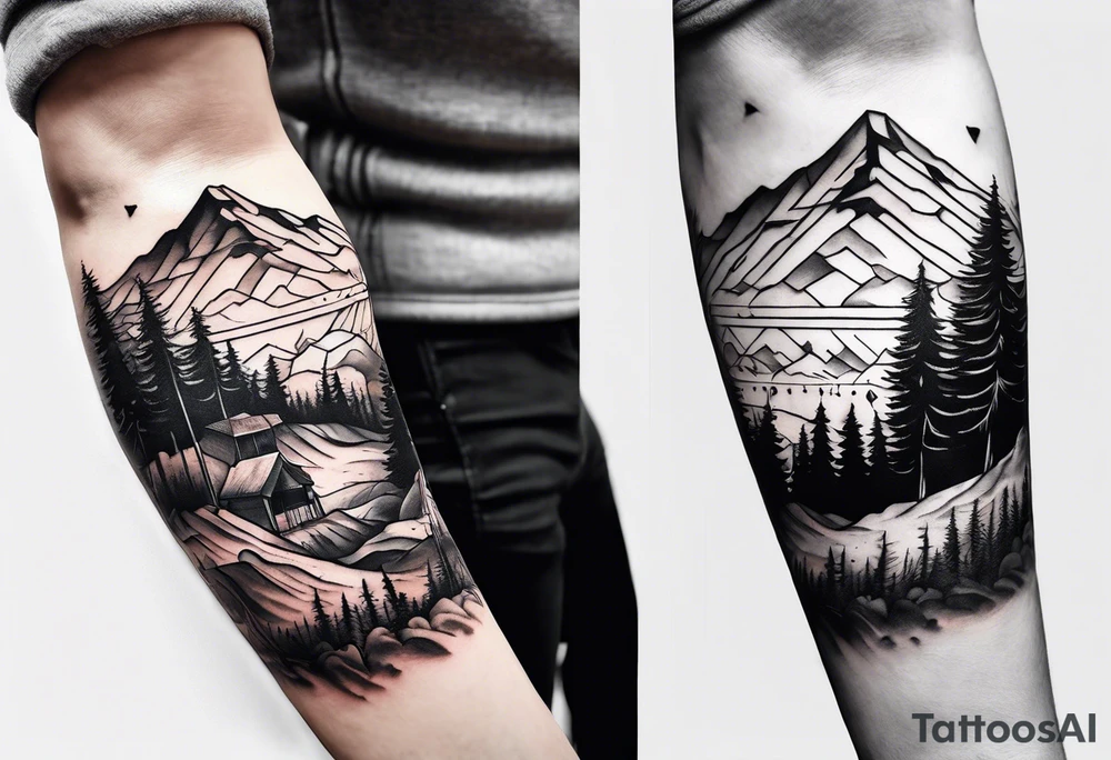 Forearm tattoo of couple hiking tattoo idea