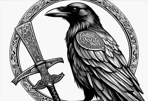 Crow holding sword tattoo idea