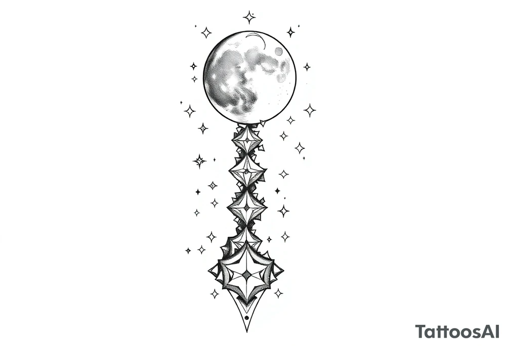 things to add on to a spine tattoo with moon and stars tattoo idea