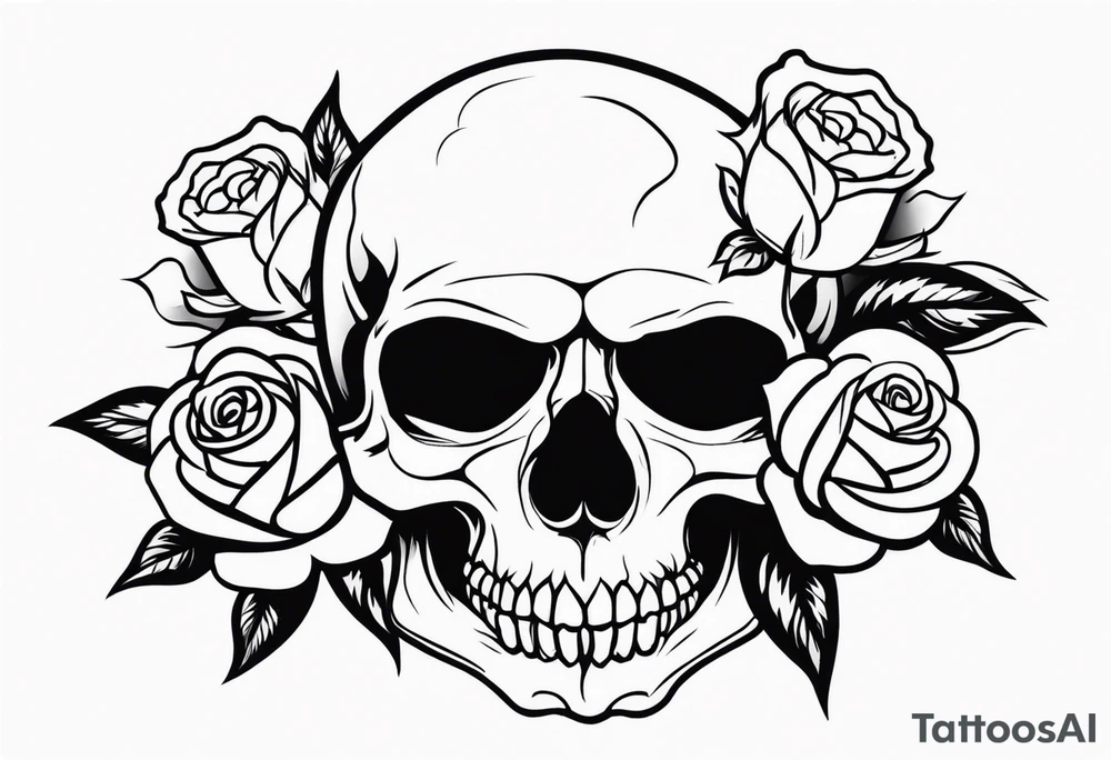 skull and roses tattoo idea