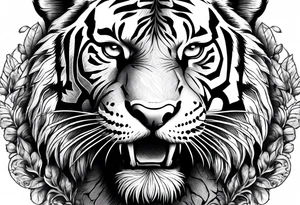 powerful tiger, mouth opened tattoo idea