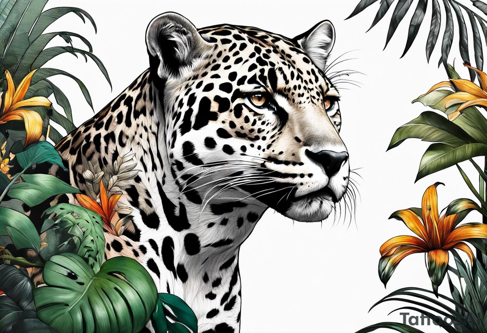 jaguar in the jungle tattoo idea