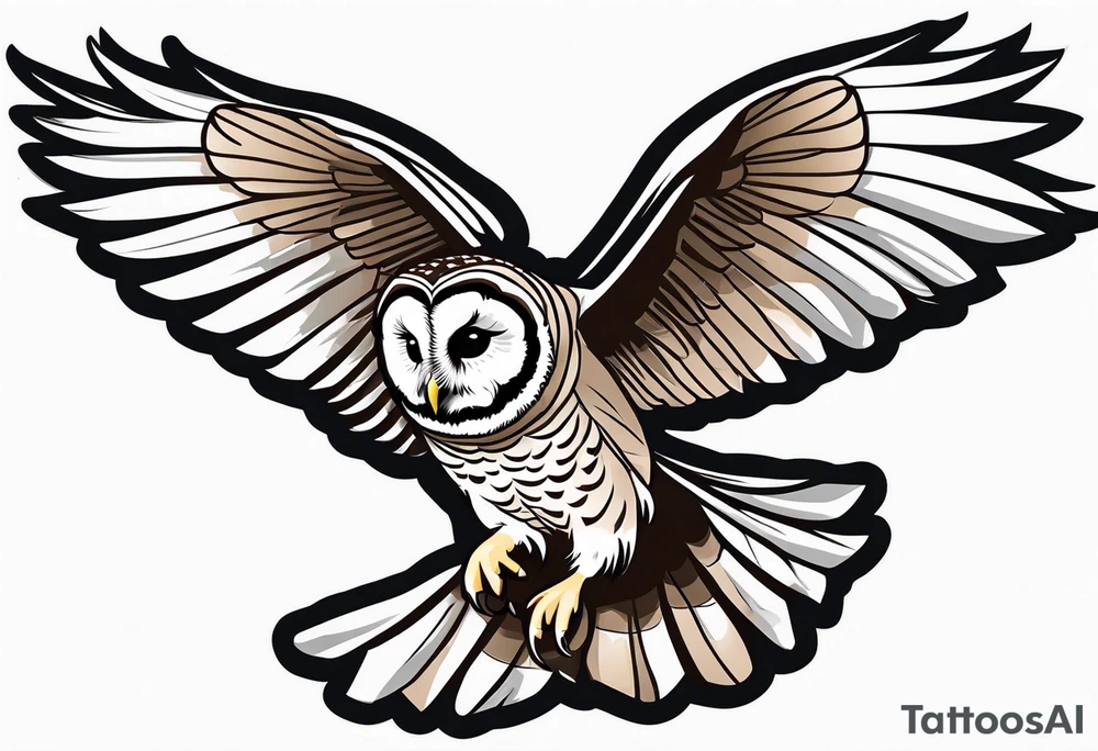 barred owl in flight tattoo idea