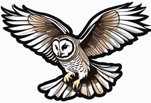 barred owl in flight tattoo idea