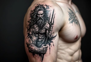 gay poseidon with trident tattoo idea