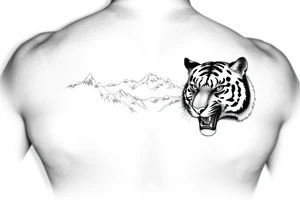 Tiger with mountains tattoo idea