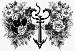 Tattoo full left arm with a collage of  a medicine caduceus and a mickey mouse silhouette tattoo idea