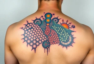 Honey comb ocean scene tattoo idea