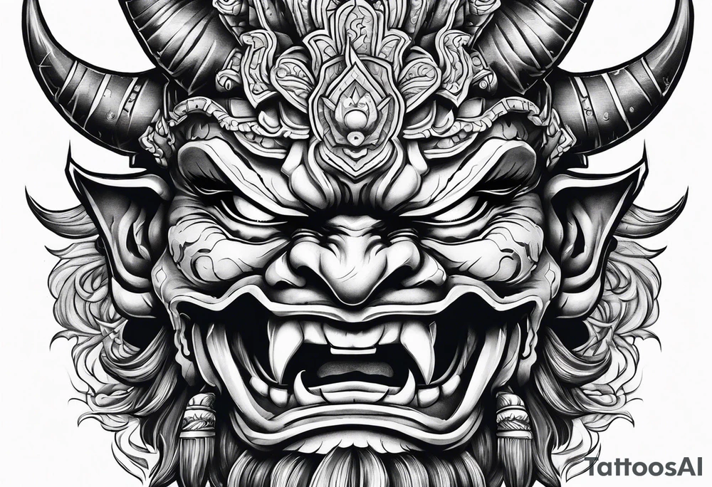 A Oni mask for protection against Evil tattoo idea