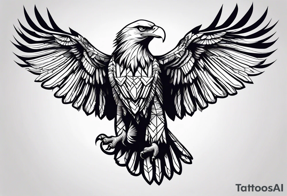 eagle full body fly vector tattoo idea