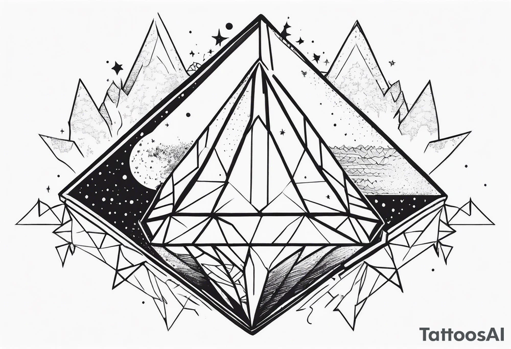 prism stone dispersing light ray into universe tattoo idea