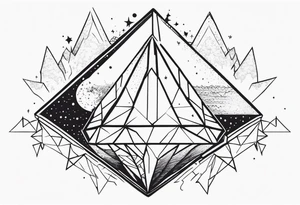 prism stone dispersing light ray into universe tattoo idea