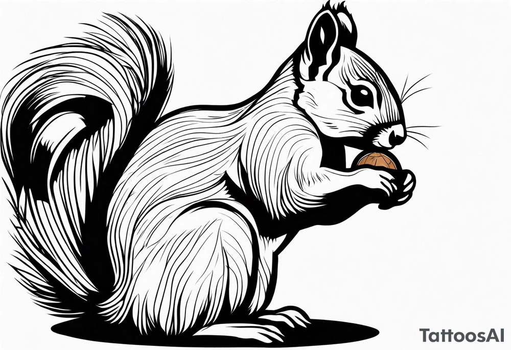 cute squirrel with a nut tattoo idea