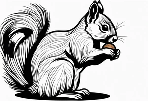 cute squirrel with a nut tattoo idea