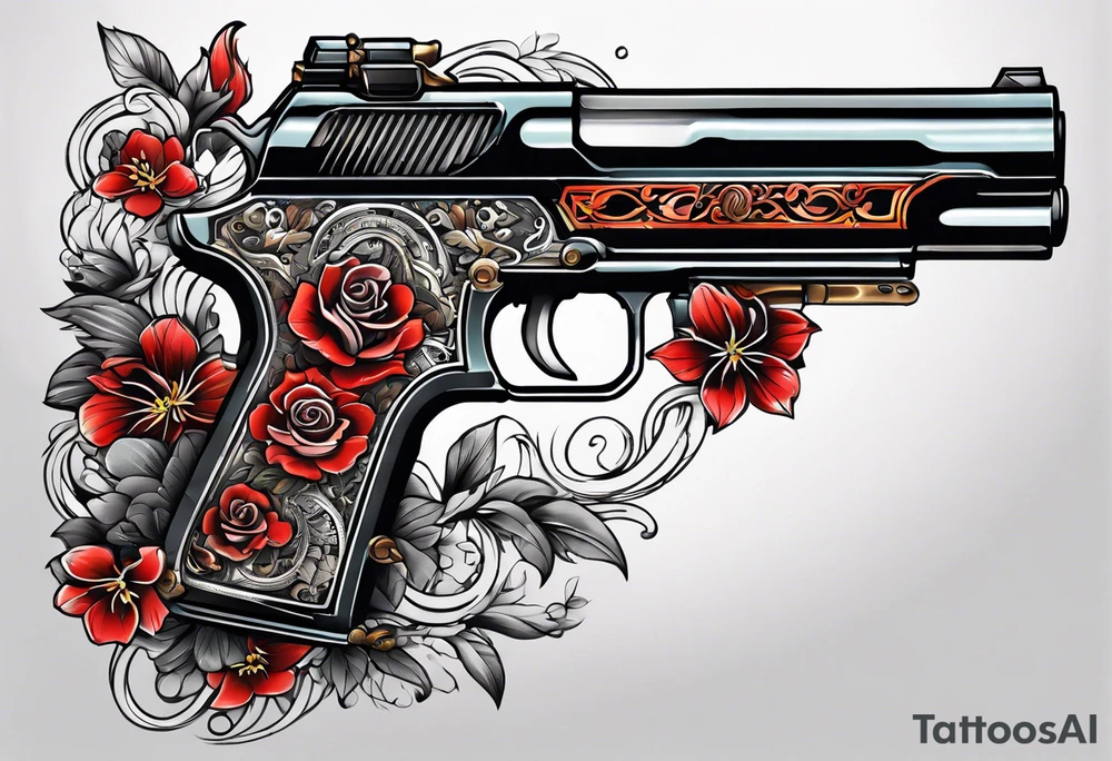 The letters AR with pistols on each side tattoo idea