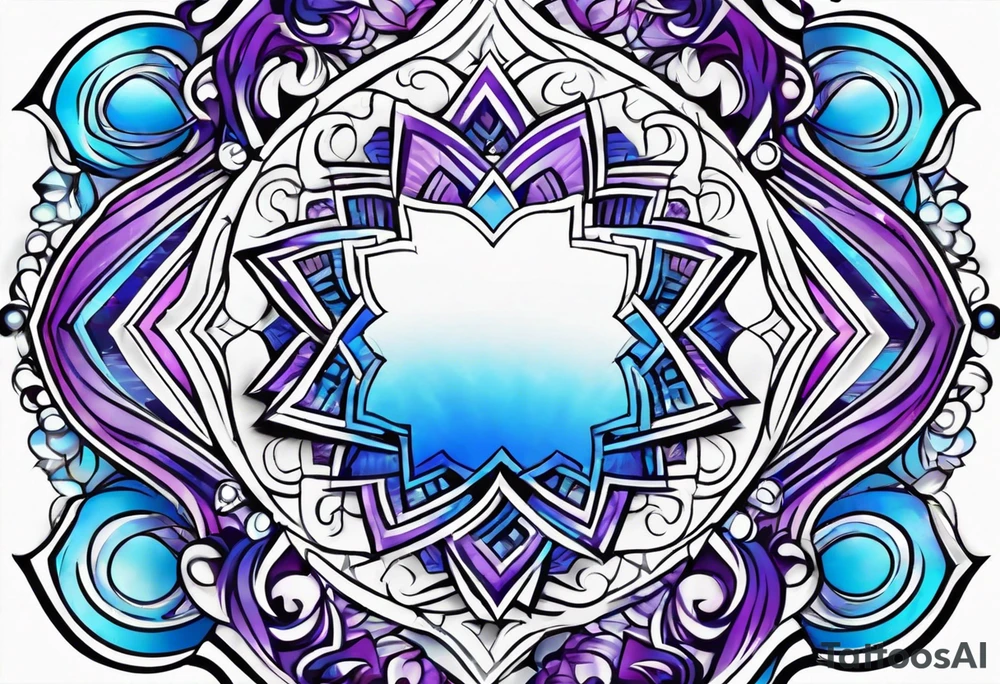 Blue and purple circle and zigzag tattoo idea