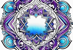 Blue and purple circle and zigzag tattoo idea